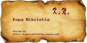 Kopa Nikoletta névjegykártya
